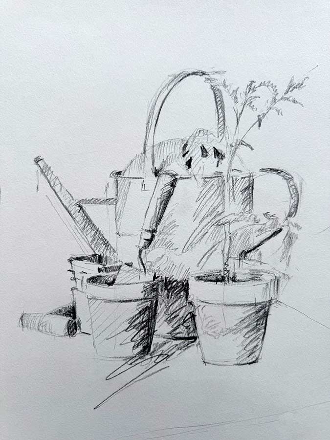 Last months drawing class exercise - garden equipment